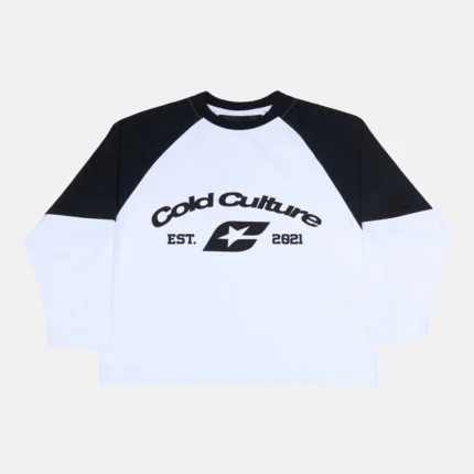 Cold Culture Baseball Double Sleeve Tee White-Black